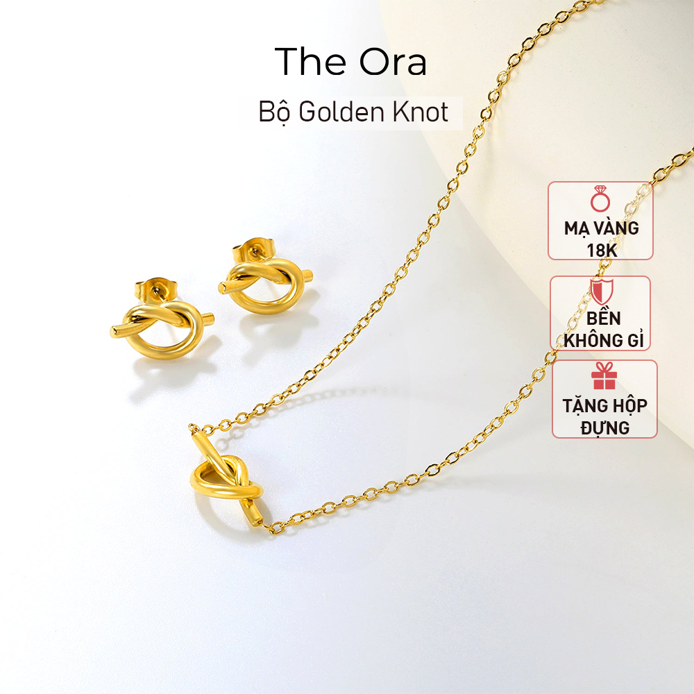 Bộ Dây chuyền hoa tai The Golden Knot - AS019 - Phong cách Vintage mạ vàng 18K