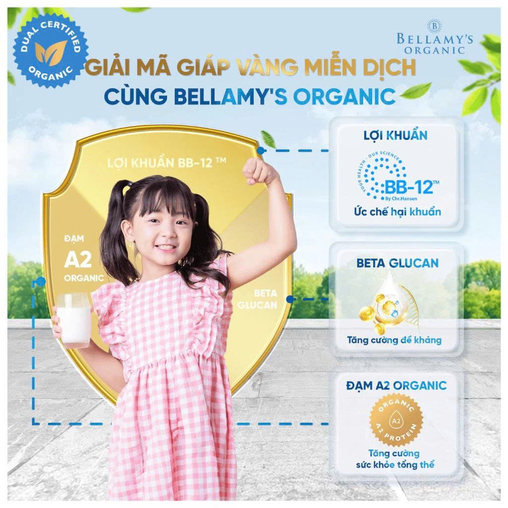 Bellamy Organic A2 Số 3 (800g) – Sữa Mát, Tăng Cường Miễn Dịch, Hỗ Trợ Tiêu Hóa cho bé - Bellamy's