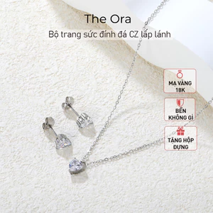 Bộ trang sức dây chuyền và hoa tai Pure Set mặt đá CZ lấp lánh - Ora AS012