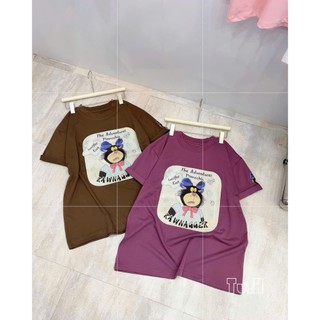 PHẠM THÙY SHOP: ÁO PHÔNG IN HÌNH CHÚ GẤU ĐEN HOẠT HÌNH NƠ XANH ẢNH THẬT