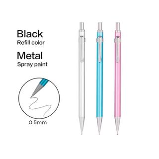 LEAFBOOK Bút chì kim bấm DELI U998 / U999 Ngòi 0.5mm, 0.7mm Vỏ Kim Loại Có Kèm Tẩy