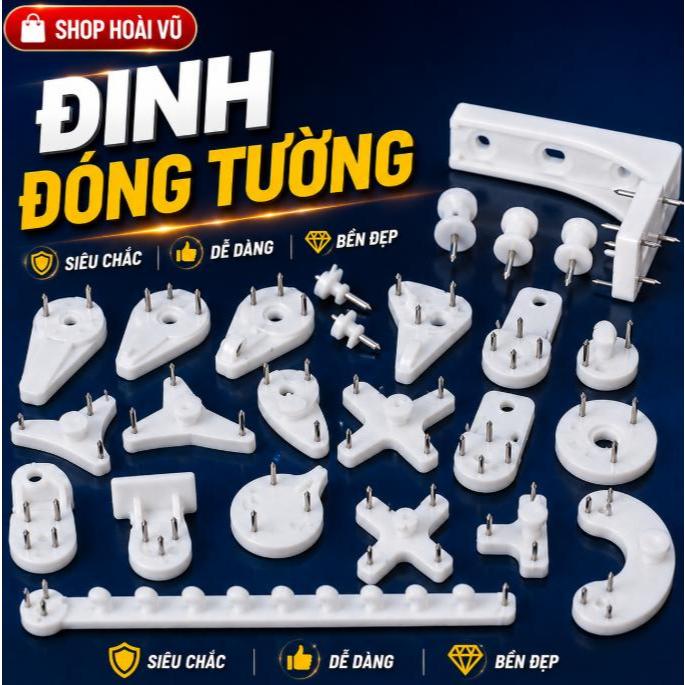 10 CÁI–Đinh Ghim Tường  3 Chân 4 Chân Móc Treo Tranh Ảnh, Đồng Hồ  Đóng Tường Không Cần Khoan–10 CÁI–