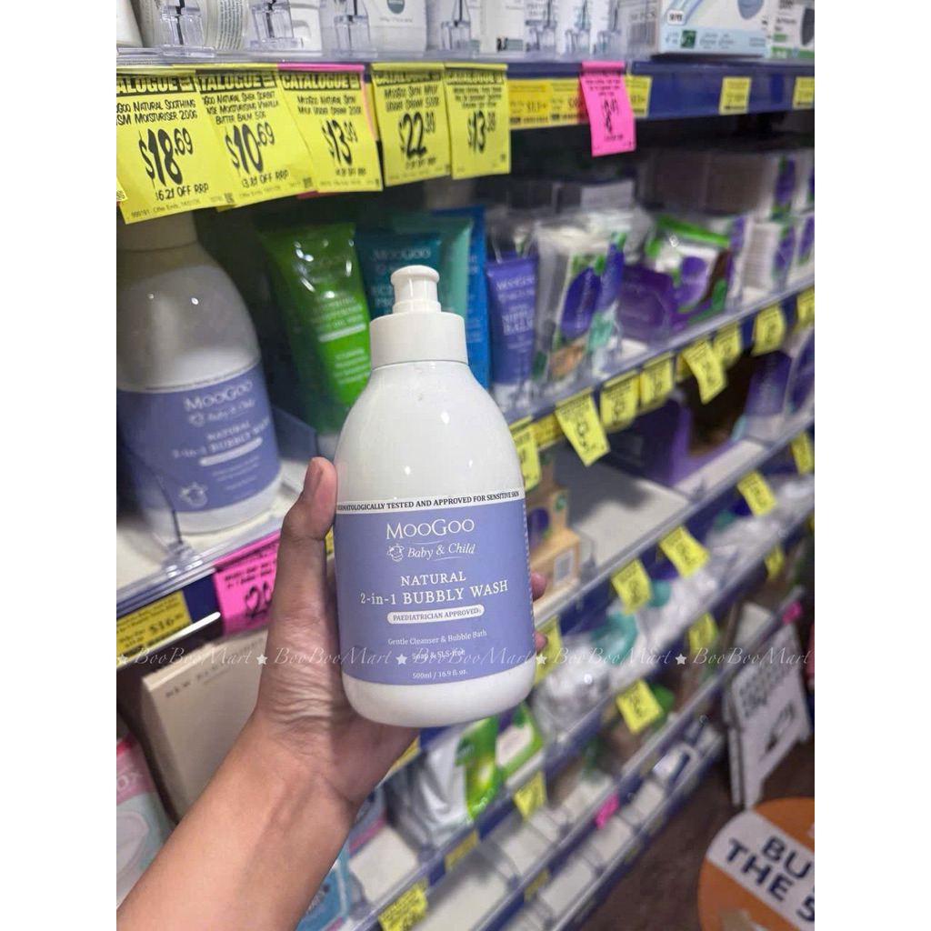 Sữa Tắm Gội Tự Nhiên MooGoo Bubbly Wash Từ Cám Gạo Cho Bé Không Chứa SLS & Paraben