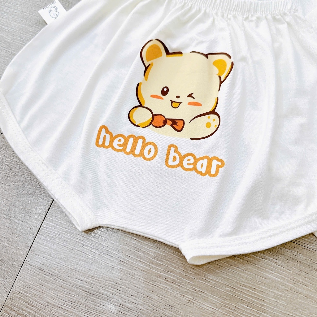 Quần đùi chip ĐÁP MÔNG NỀN TRẮNG KEM in hình thú đáng yêu cho bé 4-14kg