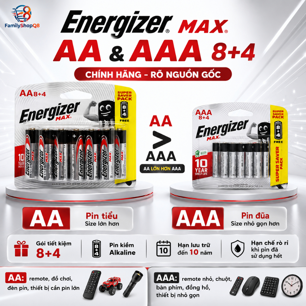 Pin aa energizer - Giá Tốt, Miễn Phí Vận Chuyển, Đủ Loại | Shopee Việt Nam