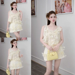Sét áo ren sát nách họa tiết kèm cv S347 SM