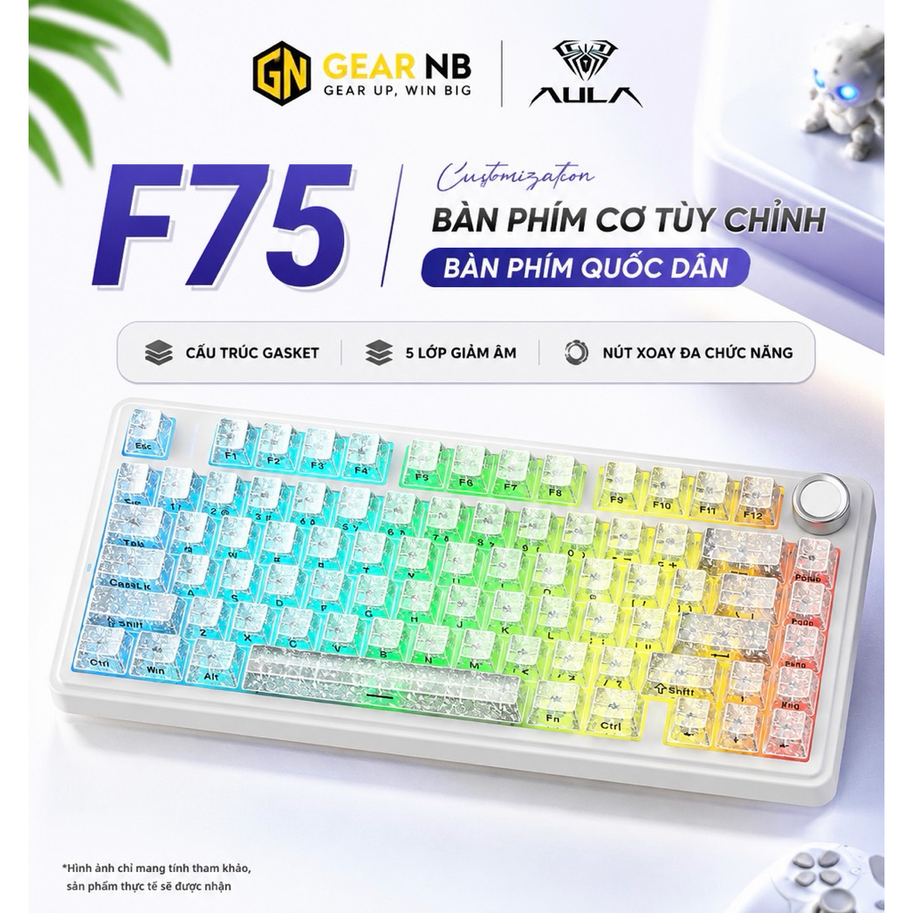 [Hoả tốc] Bàn phím cơ Aula F75 full phím mạch xuôi LED RGB 3 mode kết nối hotswap 5 pin bàn phím Aula F75 | BigBuy360 - bigbuy360.vn