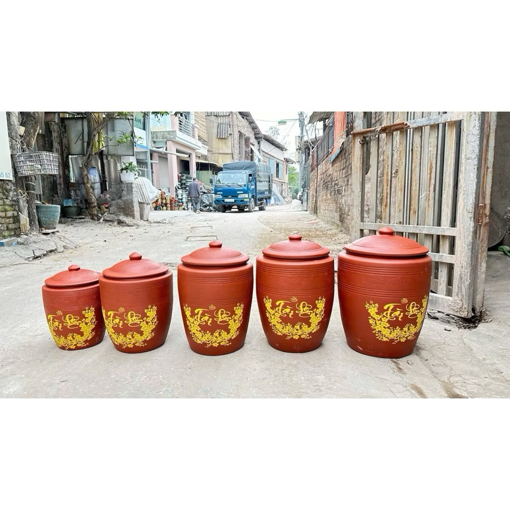 Chum Gạo Gốm Bát Tràng Chống Ẩm Mốc Hiệu Quả - Hũ Gạo Tài Lộc Dung Tích 5kg-30kg, An Toàn Cho Thực Phẩm