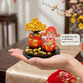 Bộ Thần Tài Ôm Túi Tiền và Kim Tiền Tài Lộc Trang Trí Bàn Làm việc - Ô Tô
