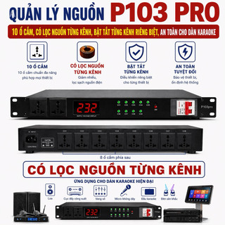 Quản Lý Nguồn P103 Pro 10 Ổ Cắm Có Cuộn Cảm, Lọc Nguồn Từng Kênh Riêng Biệt, Bật Tắt Từng Đường Riêng Biệt An Toàn