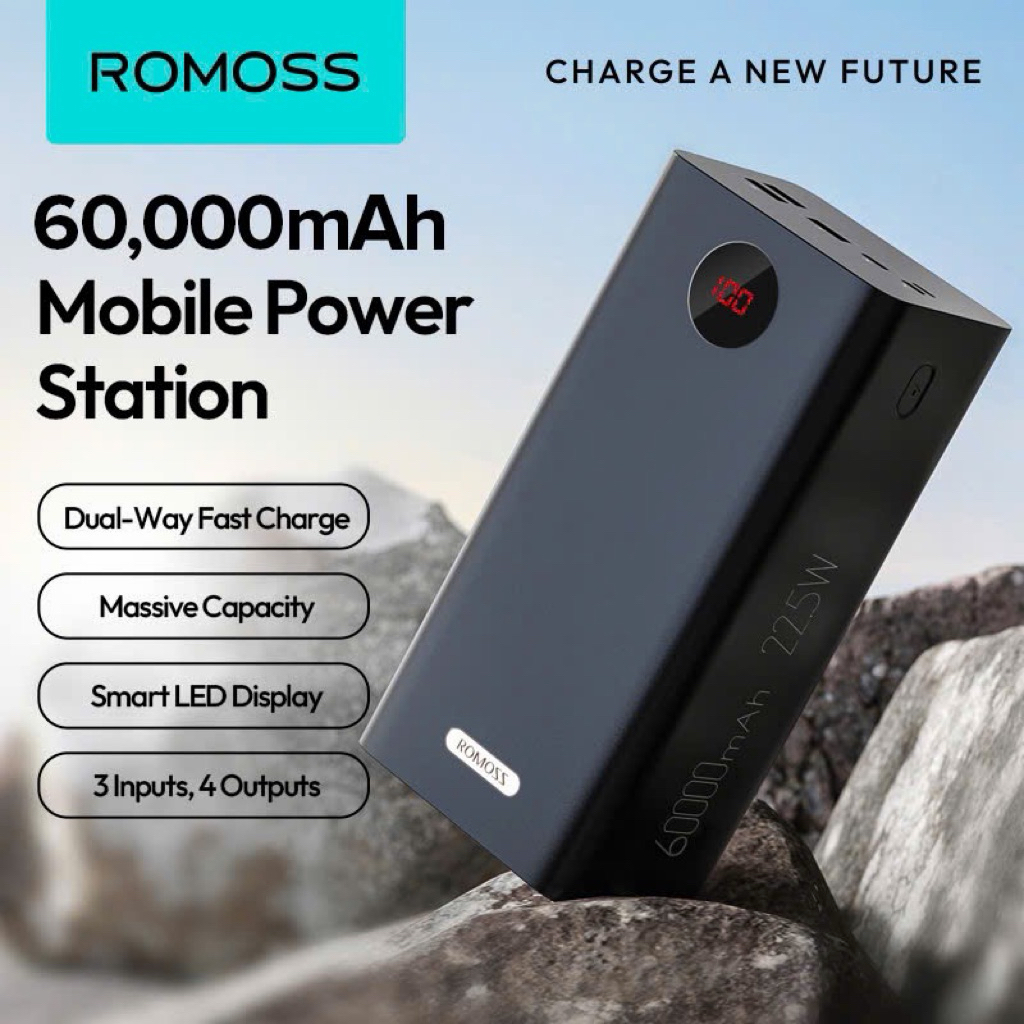 Pin dự phòng ROMOSS 60.000mAh PEA57, sạc nhanh 22.5W ( new ko hộp ) | BigBuy360 - bigbuy360.vn