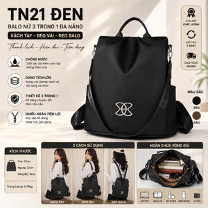 TN21 - Balo Nữ Chống Nước 3 Trong 1, Balo Đeo Vai Xách Tay Da Mềm Cao Cấp, Túi Đi Học Đi Làm Dung Tích Lớn