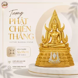 Tượng Trang Trí Thích Ca Màu Vàng Cao 18cm Decor Bàn Làm Việc Phòng Khách Sang Trọng