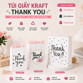 Túi Giấy Kraft Thank You – 3 Kích Thước Tiện Lợi, Túi Quà Tặng Sang Trọng – Túi Quà Tặng Kỉ Niệm