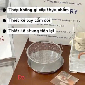 Rổ Lưới Inox Lọc Dầu Chiên Rán Đa Năng, Khay Lọc Dầu Thực Phẩm Chống Ngấy, Dùng Cho Gà Rán Khoai Tây Chiên
