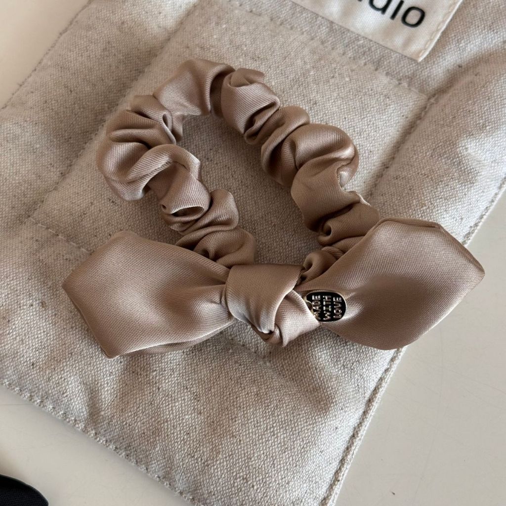 Dây buộc tóc nơ nữ scrunchie vải lụa sang trọng thời trang