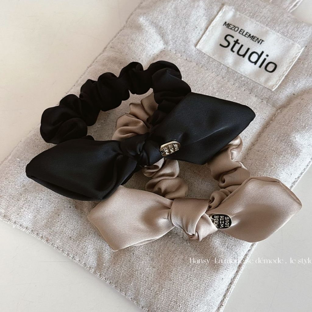 Dây buộc tóc nơ nữ scrunchie vải lụa sang trọng thời trang