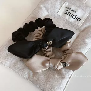 Dây buộc tóc nơ nữ scrunchie vải lụa sang trọng thời trang