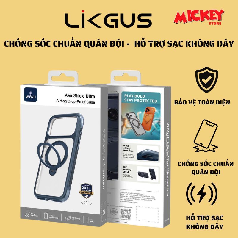 ỐP LƯNG WIWU AeroShield Ultra CHO iPhone 17ProMax – HỖ TRỢ SẠC KHÔNG DÂY , CHỐNG SỐC CHUẨN QUÂN ĐỘI