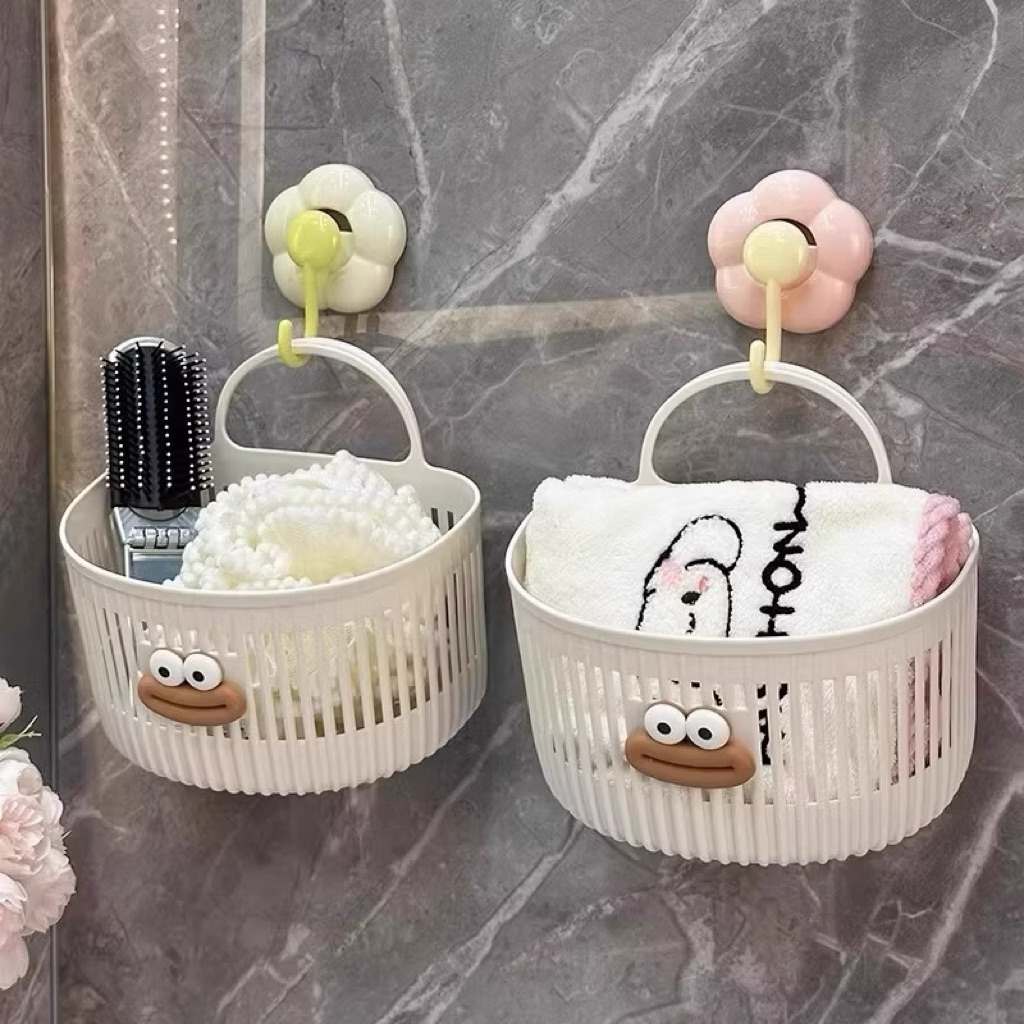 Giỏ nhựa đựng đồ có quai xách hình mặt cười đa năng