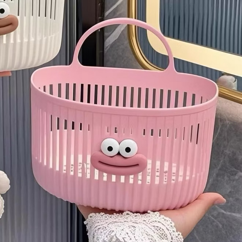 Giỏ nhựa đựng đồ có quai xách hình mặt cười đa năng