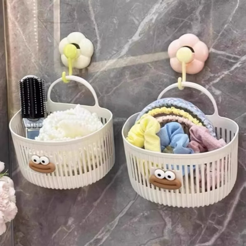 Giỏ nhựa đựng đồ có quai xách hình mặt cười đa năng
