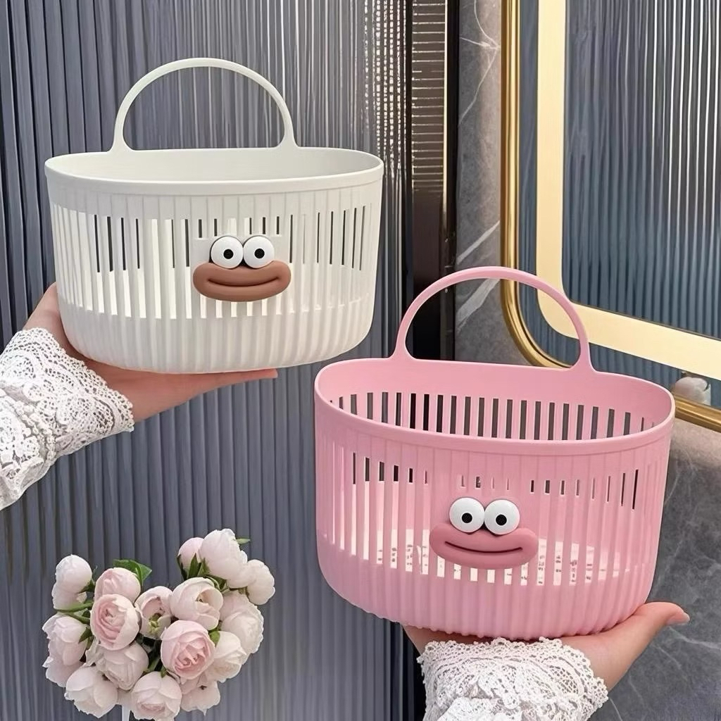 Giỏ nhựa đựng đồ có quai xách hình mặt cười đa năng