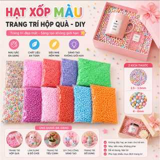 Hạt Xốp Màu Trang Trí Hộp Quà DIY – Hạt Xốp Mini Nhiều Màu Sắc Sắc 2.5-6mm Làm Slime, Trang Trí Tiểu Cảnh, Handmade