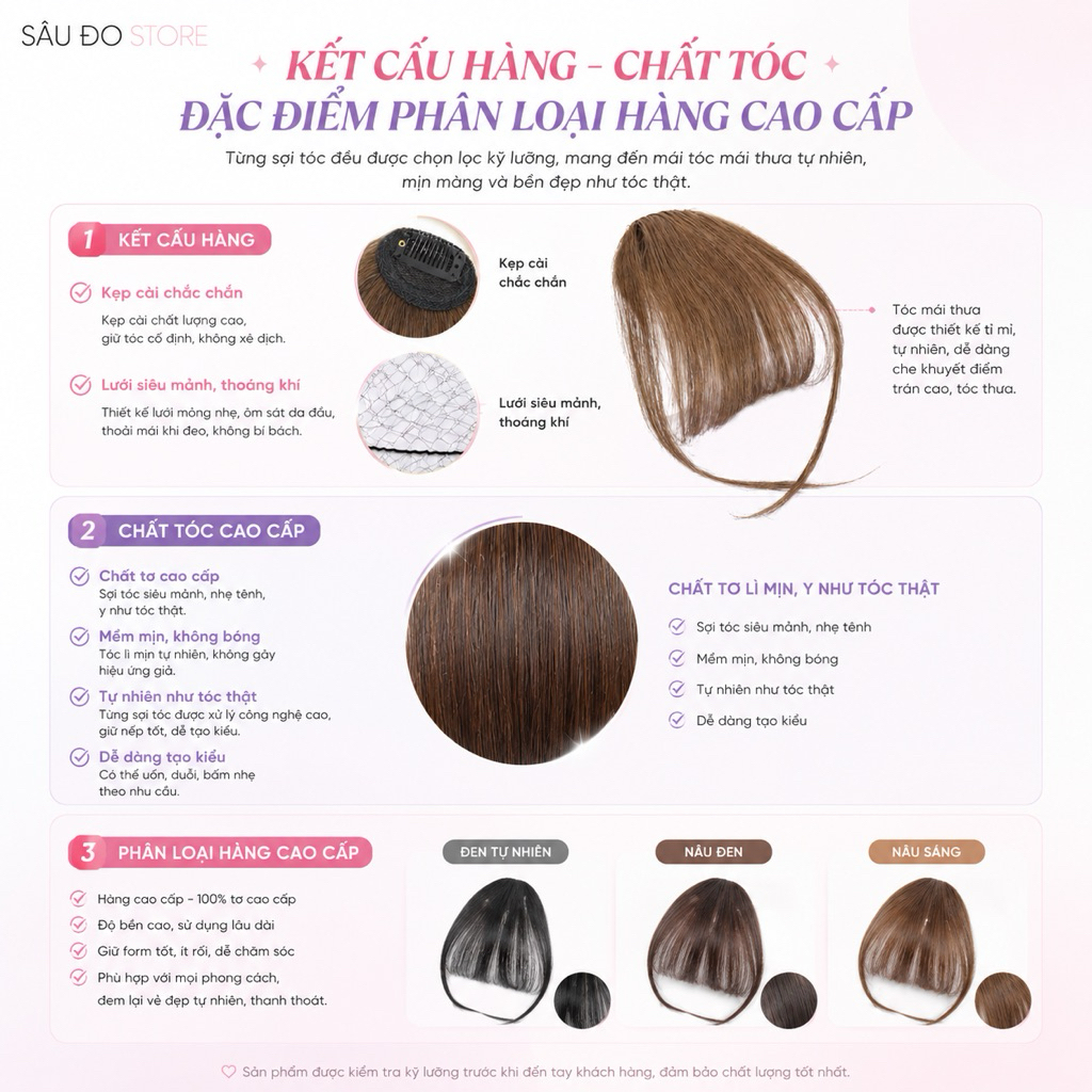 Mái giả thưa kẹp – Tóc mái giả Hàn Quốc tự nhiên, nhẹ, không lộ