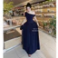 Đầm maxi lệch vai thiết kế dáng dài xoè trẻ trung thanh lịch, Váy nữ hở vai phối ren thiết kế chiết eo tôn dáng
