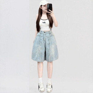 [Cực Chất Mùa Hè] Quần Jean Ngố Nữ Mei clothing shop - Form Rộng Ống Suông - Cạp Chun Co Giãn Kèm Dây Buộc Cá Tính