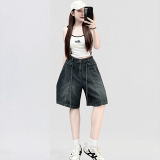 [Cực Chất Mùa Hè] Quần Jean Ngố Nữ Mei clothing shop - Form Rộng Ống Suông - Cạp Chun Co Giãn Kèm Dây Buộc Cá Tính