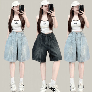 [Cực Chất Mùa Hè] Quần Jean Ngố Nữ Mei clothing shop - Form Rộng Ống Suông - Cạp Chun Co Giãn Kèm Dây Buộc Cá Tính