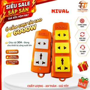 Ổ cắm điện, ổ cắm đa năng Nival 6000W 2 lỗ 3 lỗ chịu tải cao chống cháy chống vỡ