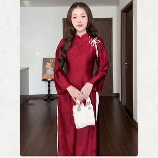 Áo Dài TƯỜNG-VY, Áo Dài Truyền Thống Phối Nơ Cách Điệu, Phù Hợp Đi Dậy-Đi Chụp Phong Cảnh - Áo Dài YUME