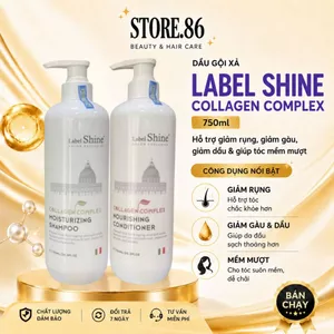 Dầu Gội Xả Label Shine Collagen Complex 750ml x 2 | Sạch Thoáng Da Đầu, Tóc Mềm Mượt & Bóng Khỏe