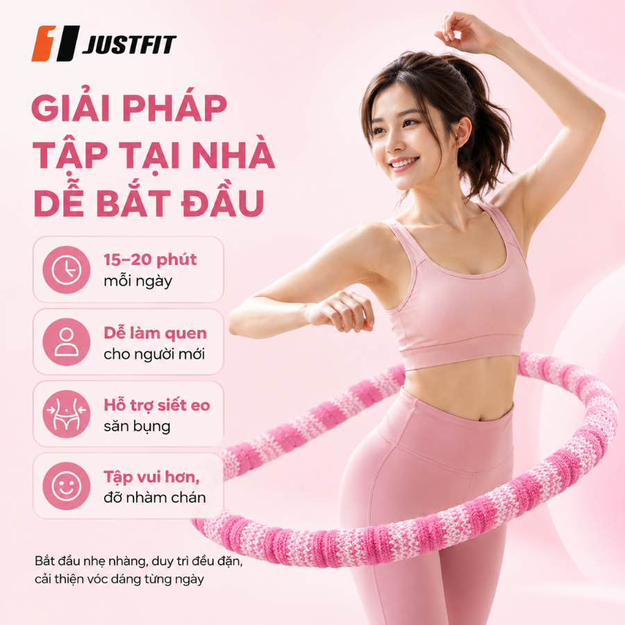 Vòng lắc eo lò xo JUSTFIT bọc nhựa mềm giảm mỡ nhanh, eo thon săn chắc tập tại nhà tiện lợi