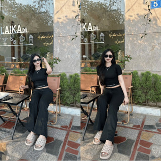 Cực Cháy Streetwear] Set Đồ Bộ Thể Thao Nữ Mei clothing shop - Áo Croptop Quần Suông - Viền Chun Chữ Siết Eo Hack Dáng