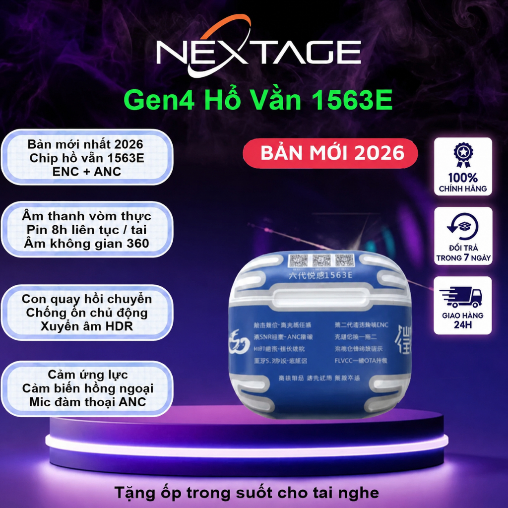 Tai Nghe Bluetooth Hổ Vằn A4 1563E ENC, Chống Ồn ANC 40DB - Xuyên Âm HDR, Kết Nối Đa Thiết Bị - Hãng NEXTAGE
