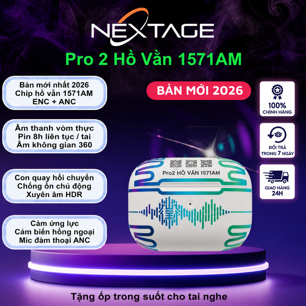 Tai Nghe Hổ Vằn Gen2 1571AM Chống Ồn ANC 48DB - Xuyên Âm - Bass Căng - Nhận Biết Hội Thoại - Âm Thanh Không Gian Thực
