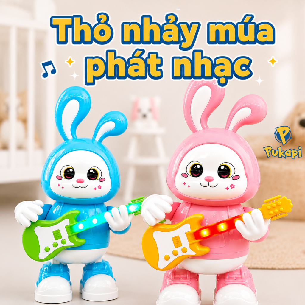 Đồ Chơi Thỏ Nhảy Múa Phát Nhạc Robot Đồ Chơi Đánh Đàn Guitar Vịt Đồ Chơi Cho Bé Vui Nhộn Có Đèn-Đồ Chơi Cho Bé PUKAPI
