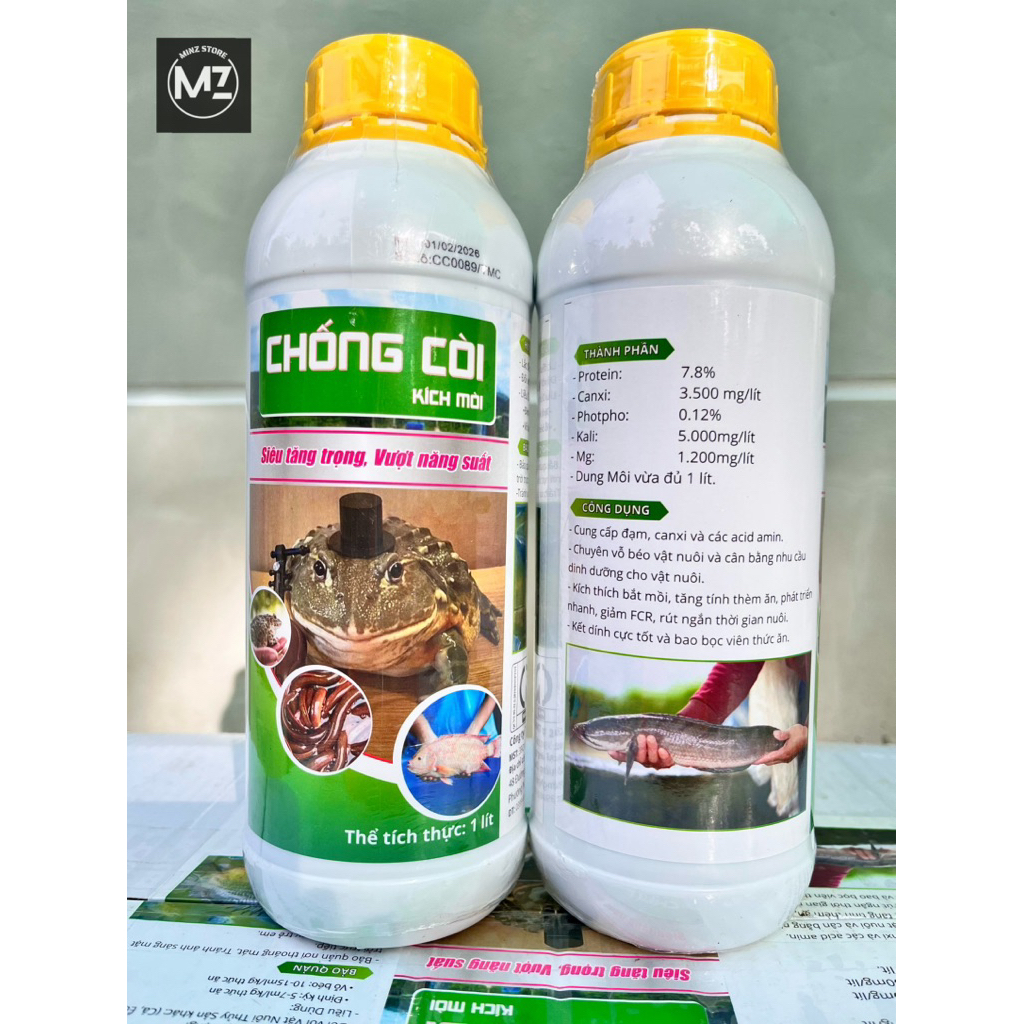 Dịch Đạm Sâu Canxi, Chống Còi, Kích Mồi Trên Cá, Ếch, Lươn, BaBa... (Chai 1 lít)