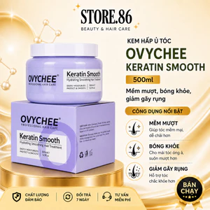 Hấp Phục Hồi Chuyên Sâu OVYCHEE Keratin Smooth 500ml | Mềm Mượt, Bóng Khỏe, Giảm Gãy Rụng