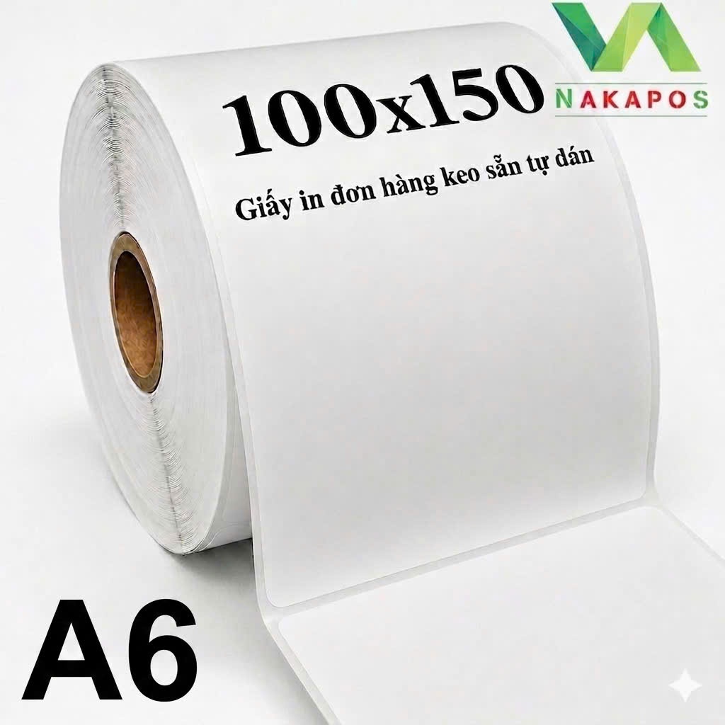 Giấy In Nhiệt 100x150mm A6 Cuộn 350 Tem Sẵn Lớp Dán Giấy In Đơn hàng hóa đơn 100*150 A6 A7 in bill 100x150 Giấy nhiệt
