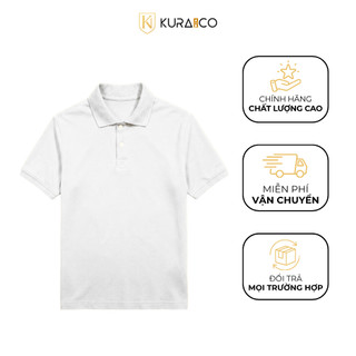 Áo polo trắng KURA MAN vải cá sấu Cotton thoáng mát lịch lãm, năng động, trẻ trung, sang trọng