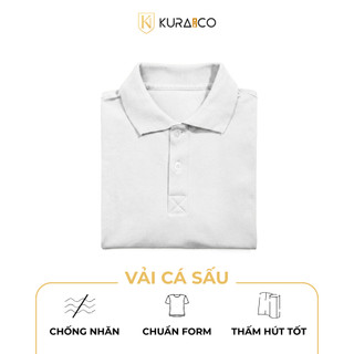 Áo polo trắng KURA MAN vải cá sấu Cotton thoáng mát lịch lãm, năng động, trẻ trung, sang trọng
