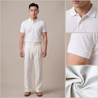 Áo polo trắng KURA MAN vải cá sấu Cotton thoáng mát lịch lãm, năng động, trẻ trung, sang trọng