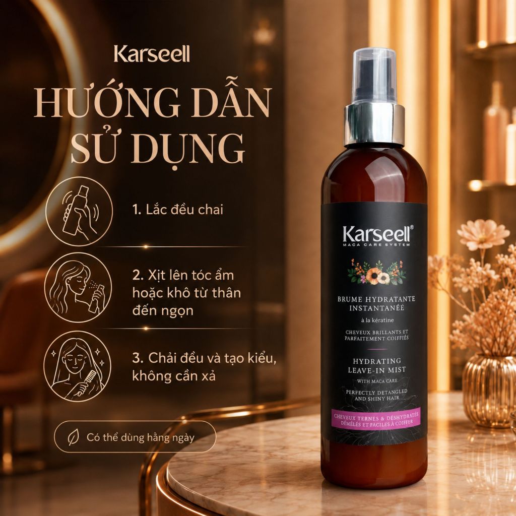 Kem Xả Khô Karseell 250ml | Dưỡng Tóc Mềm Mượt, Giảm Xù Rối & Dễ Vào Nếp