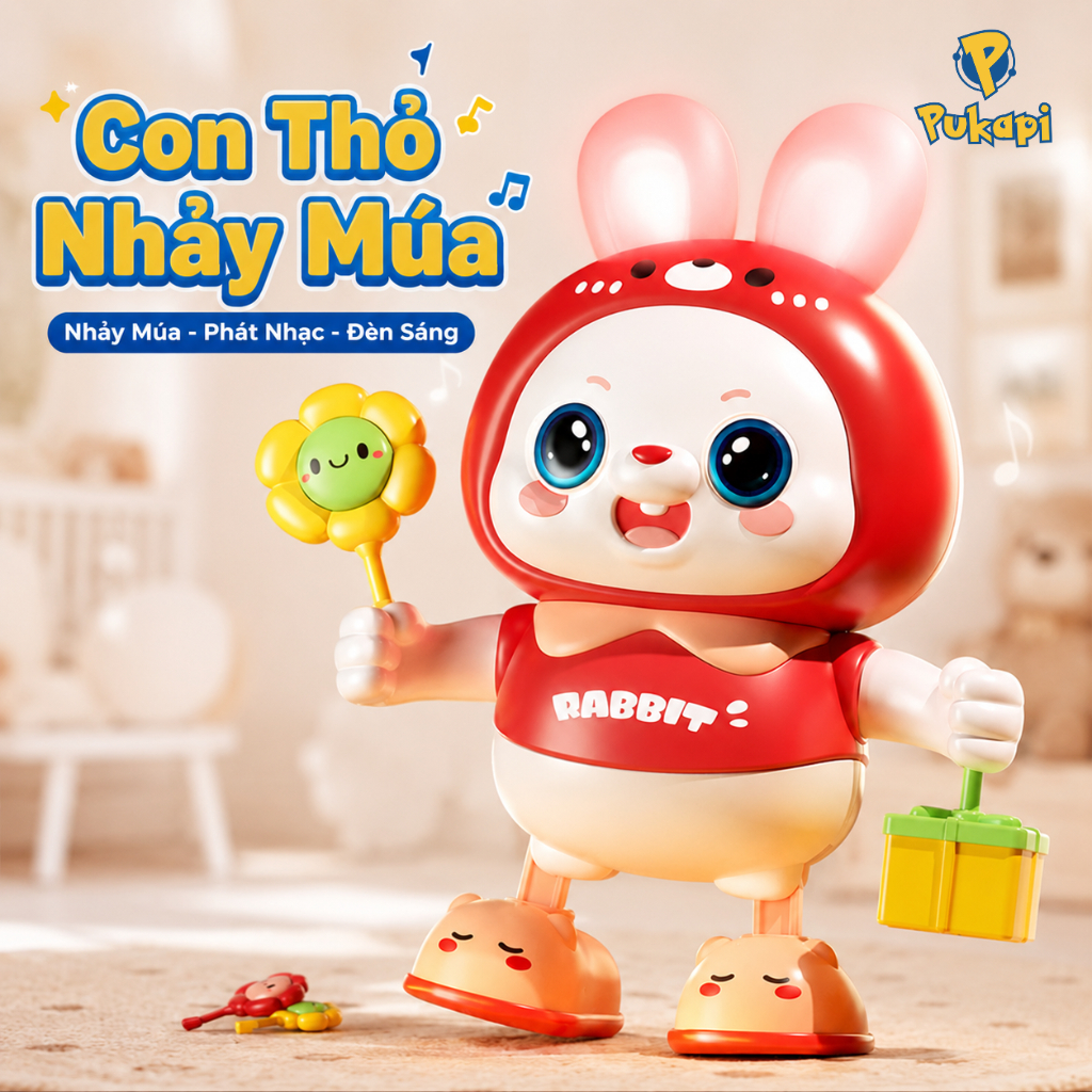 Đồ Chơi Thỏ Nhảy Múa Robot Nhảy Múa Con Thỏ Thỏ Nhún Nhảy Thỏ Nhảy Thỏ Biết Nhảy Nhảy Múa Thỏ Cầm Hoa -Đồ Chơi PUKAPI