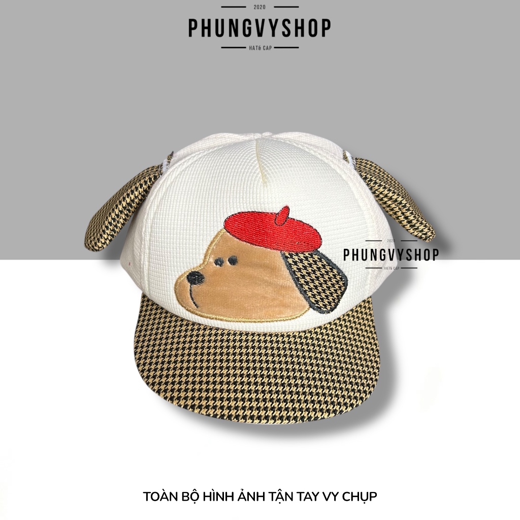 Bé 1-2 tuổi/ Mũ nón lưỡi trai trẻ em gái trai phungvyshop- / Kết nhí CHÓ ĐỘI MŨ HOẠ SĨ /